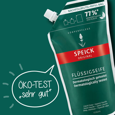 ÖKO-TEST „sehr gut“ für den Nachfüllbeutel der Speick Original Flüssigseife