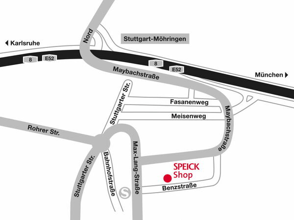 Anfahrtsskizze zum Speick Shop in Leinfelden-Echterdingen